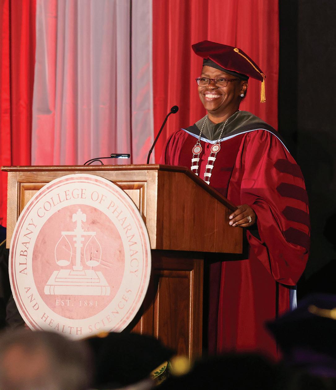 Prof. Tofade at the Albany College of Pharmacy and Health Sciences podium