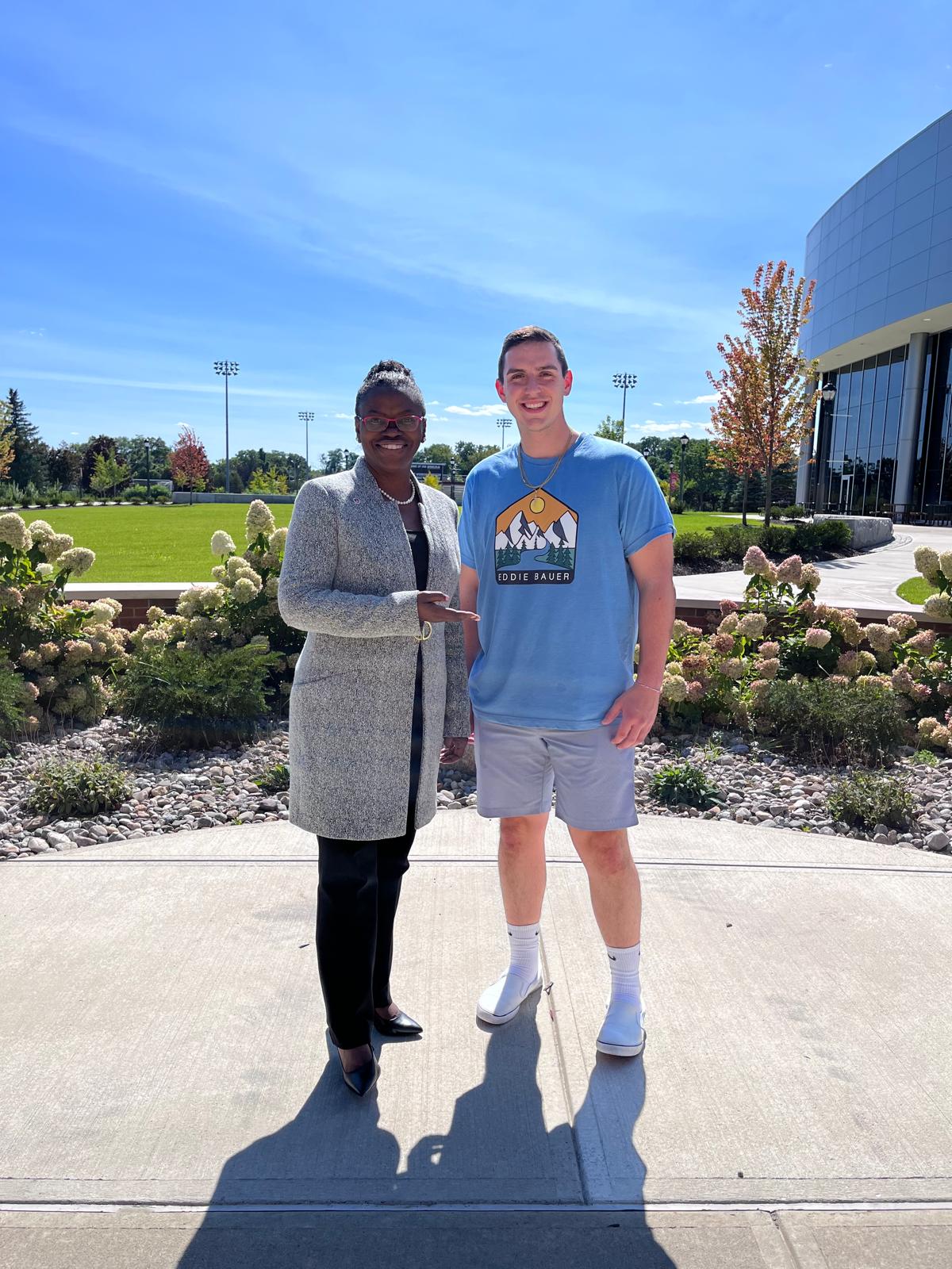With a student leader